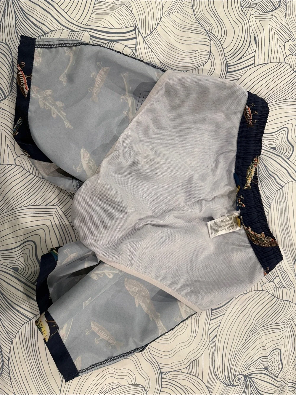 Polo by Ralph Lauren Navy Swim Shorts with Multicolor Fish Print